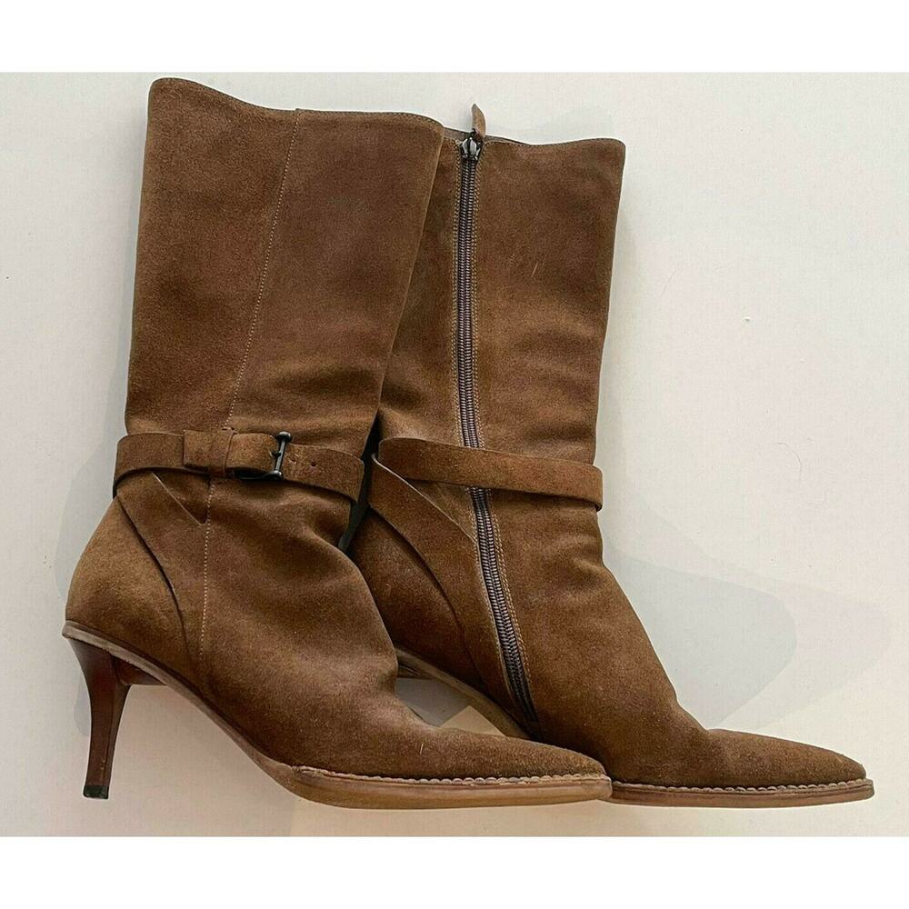 Gucci suede Mid calf boot with heel With Buckle Size 8